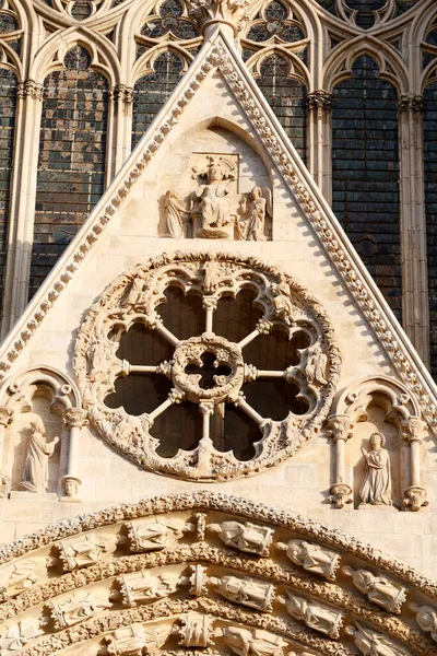 Facade Central Portal Rose Window Bourges Cathedral — 图库照片