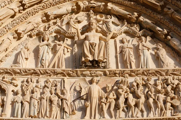 Último Julgamento Portal Ocidental Catedral Bourges França — Fotografia de Stock
