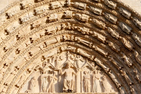 Het Laatste Oordeel Westelijk Portaal Bourges Kathedraal Frankrijk — Stockfoto