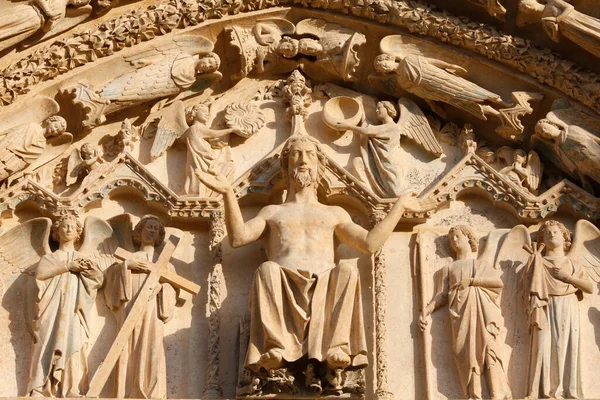 Last Judgment Western Portal Bourges Cathedral France — стоковое фото