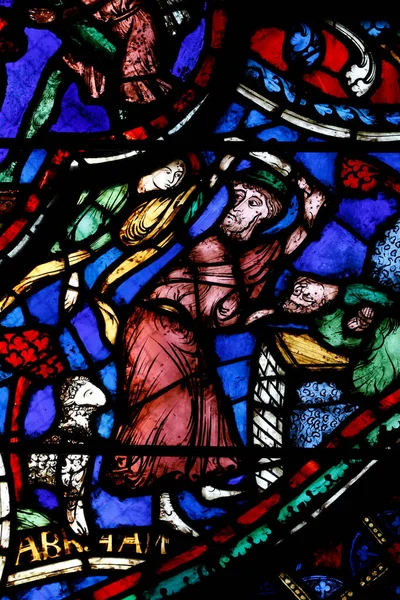 Abraham Stained Glass Window Bourges Cathedral 13Th Century — Stock Photo, Image