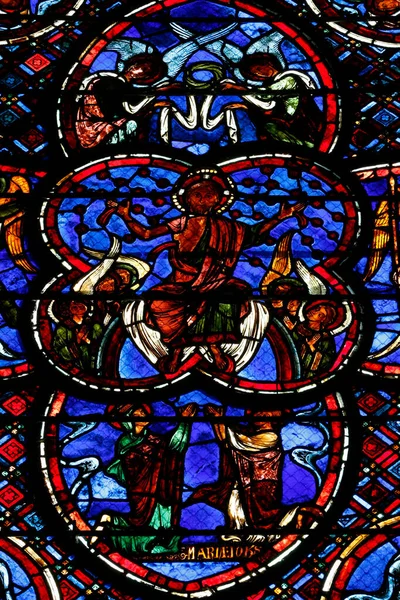 Welcome Christ Stained Glass Window Bourges Cathedral 13Th Century France — Stock Photo, Image