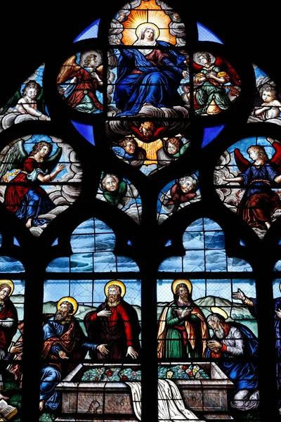 Bakire Varsayımı 1619 Lekeli Cam Pencere Bourges Katedrali Fransa — Stok fotoğraf