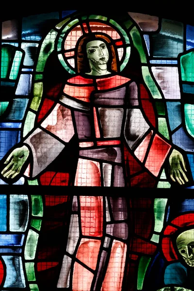Notre Dame Des Otages Church Stained Glass Window Ascension Jesus — Stockfoto