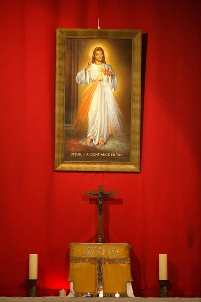 Oltář Milosrdný Ježíši Římskokatolická Církev Francie — Stock fotografie