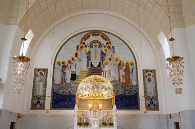 Koro. Otto Wagner tarafından tasarlanan Am Steinhof Kilisesi (Church Leopld). Avusturya. 