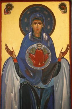 Paris 'teki Ukrayna Katolik Kilisesi Büyük Aziz Vladimir. Bakire ve çocuğun ifadesi. Fransa. 