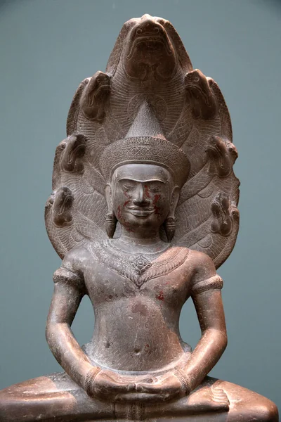 Buddha Protected Naga Musee Guimet Museum Asian Arts Paris Exhibition — 图库照片