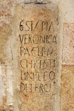 Dolorosa üzerinden. Altıncı istasyon. Veronica 'nın peçesi. İsrail. 