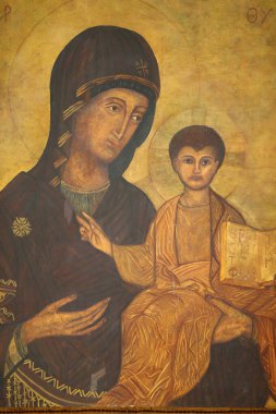 Madonna ve çocuk ikonu. Nasıra Rahibeleri Manastırı. İsrail. 