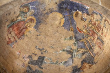 Freskler 1150 ile 1175 yılları arasında bir Byzantin sanatçısı tarafından yapıldı. Abu Gee Benedictine Manastırı. İsa 'nın cehenneme inişi. İsrail. 