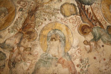 Freskler 1150 ile 1175 yılları arasında bir Byzantin sanatçısı tarafından yapıldı. Abu Gee Benedictine Manastırı. İbrahim 'in göğsü. İsrail. 
