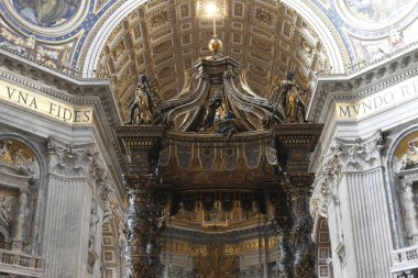 Aziz Peter 'ın Kürsüsü. Baldacchino. St. Peter Bazilikasının İçi.