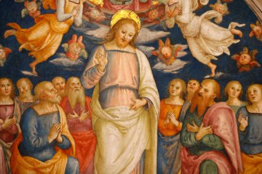 İsa ve havariler. Hücrenin detayları. Borgo 'daki Ateş Odası. Vatikan Müzesi.