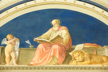 St. Jerome çalışma odasında. Vatikan Müzesi. Roma Katolik Kilisesi. İtalya. 