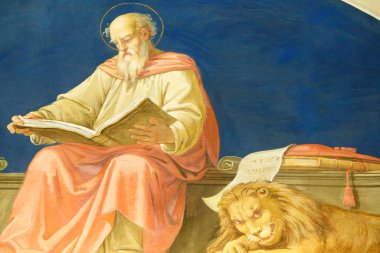 St. Jerome çalışma odasında. Vatikan Müzesi. Roma Katolik Kilisesi. İtalya. 