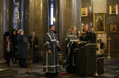 Kazan katedrali. Rus Ortodoks ayini. Aziz Petersburg. Rusya. 