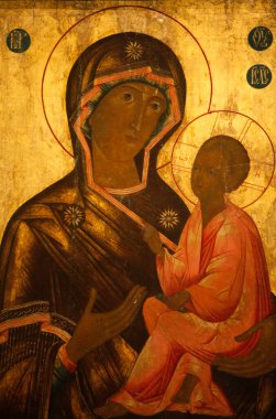St. Issac Katedrali. Theotokos 'tan Muhteşem Çalışan Tikhvin Icon: Bakire Meryem ve İsa. Aziz Petersburg. Rusya. 