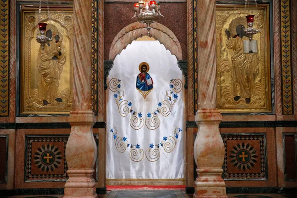 Iglesia Del Santo Sepulcro Catolicón Ortodoxo Griego Iconostasio Israel — Foto de Stock