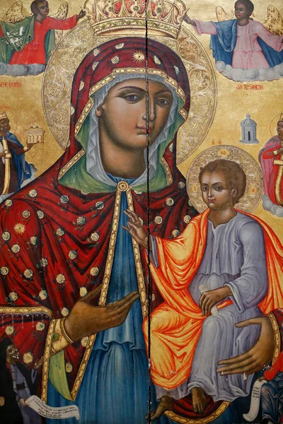 Biserica Sfântului Mormânt Catoliconul Ortodox Grec Fecioara Maria Icoana Copilului — Fotografie, imagine de stoc