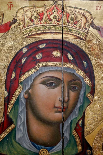 Igreja Santo Sepulcro Catolicon Ortodoxo Grego Ícone Virgem Maria Israel — Fotografia de Stock