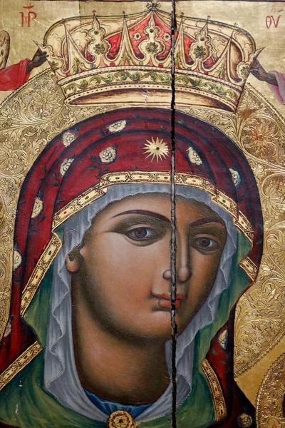 Heilige Grafkerk Het Grieks Orthodoxe Katholicon Maagd Maria Icoon Israël — Stockfoto