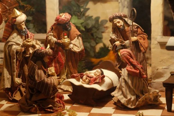 Vánoční Postýlka Narození Klanění Mágům Římskokatolická Církev Itálie — Stock fotografie