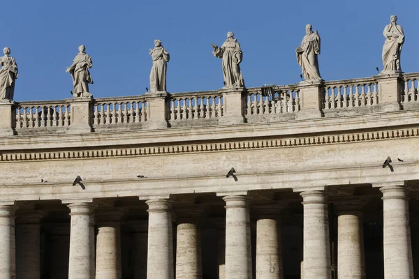 St. Peter Meydanı 'ndaki Colonnade boyunca heykeller.