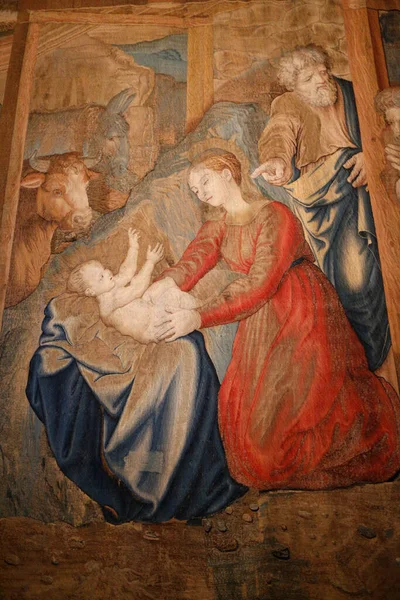 Tapiz Que Representa Natividad Galería Tapices Museo Vaticano Italia — Foto de Stock