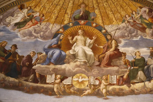 Målning Disputationen Över Det Allra Heligaste Sakramentet 1509 1510 Det — Stockfoto