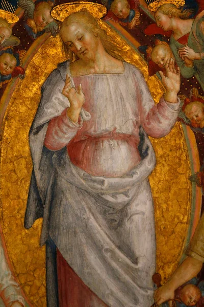 Isus Hristos Dreptatea Milostivirea Detaliile Celulei Camera Focului Din Borgo — Fotografie, imagine de stoc