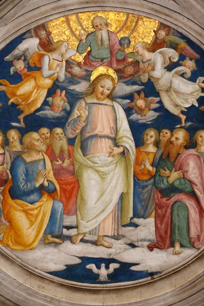 Ježíš Apoštolové Detaily Celování Ohnivá Místnost Borgu Vatikánské Muzeum — Stock fotografie