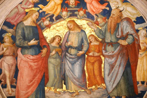 Fristelsen Til Jesus Celling Detaljer Brannrommet Borgo Vatikanmuseet – stockfoto