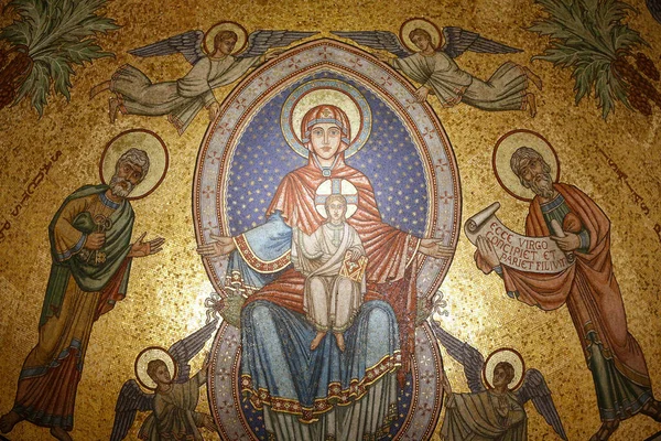 Nicholas Cathedral Apse Mosaic Virgin Mary Jesus Isaiah Prophet Saint — Stock Photo, Image