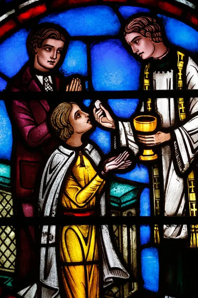 Barth Church Stained Glass Window Holy Communion United States America — Fotografia de Stock