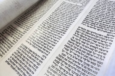 Yahudi torah parşömeni. Museviliğin sembolü. Fransa. 
