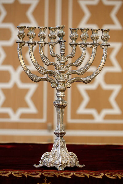 Hanukkah candelabra. Symbol of Judaism.  France. 