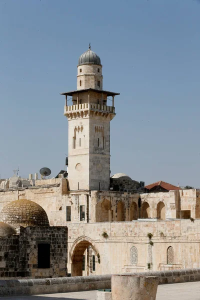 Haram Esh Sharif Minarete Mesquita Das Mulheres Visto Complexo Monte — Fotografia de Stock