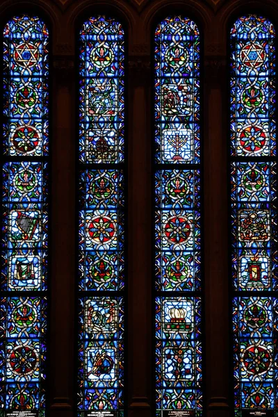 Stained Glass Windows Temple Emanu United States America — Stock Photo, Image