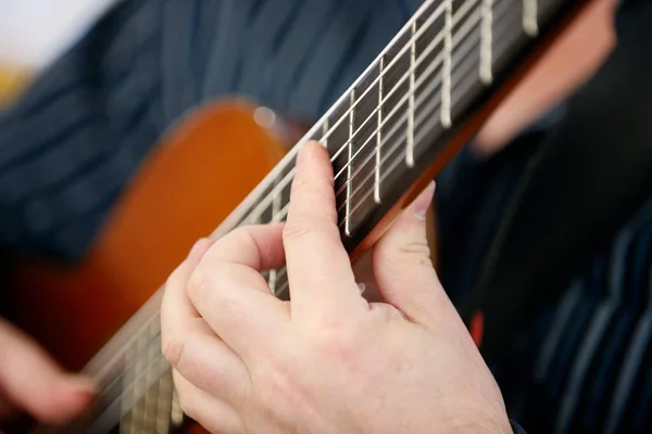 Guitar Player Close Hands Paris France — Zdjęcie stockowe