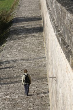 Loire nehri kıyısında bir Walker. Fransa. 