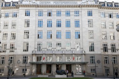 The Austrian Postal Savings Bank building is a famous modernist building in Vienna, designed and built by the architect Otto Wagner.  Vienna. Austria.