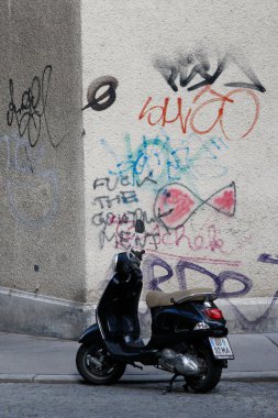Scooter in the street.  Vienna. Austria.