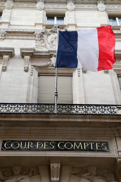Francia Számvevőszék Bejárat Francia Zászló Franciaország — Stock Fotó
