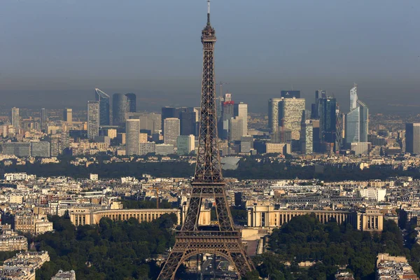Paříž Eiffelova Věž Mrakodrapy Defense Pozadí Francie — Stock fotografie