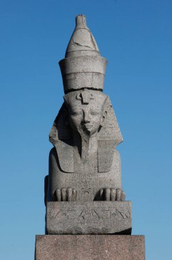Sphinx statue on bank of Neva river. Saint Petersburg. Russia. 
