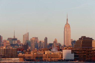 Empire state building. Lower Manhattan. Manhattan skyline from the Hudson River. United states of America. 