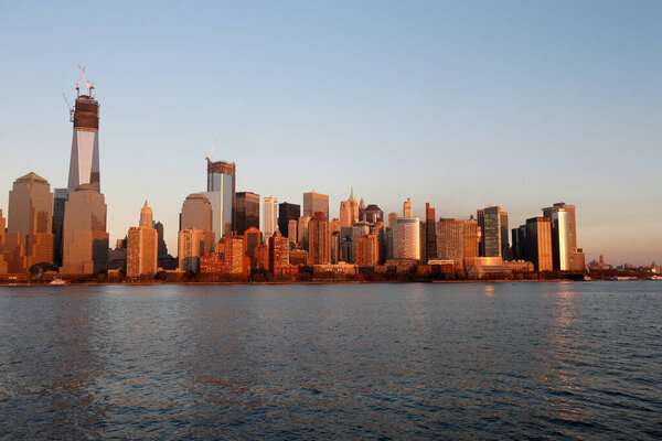 Lower Manhattan. Manhattan skyline from the Hudson River. United states of America.