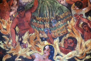 Valais Canton 'daki Katolik Kilisesi. Alexandre Cingria 'dan balmumuna boya. Hadi oradan. İsviçre. 