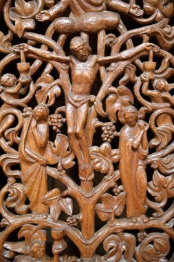 Speyer İmparatorluğu katedrali. Günah çıkarma. Kapının ayrıntıları. Almanya. 